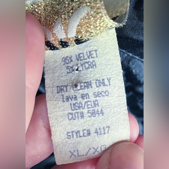 Vintage Floral Velvet Sheer Shirt Blouse Satin Trim XL Whimsigoth Dark Romance - Picture 5 of 6